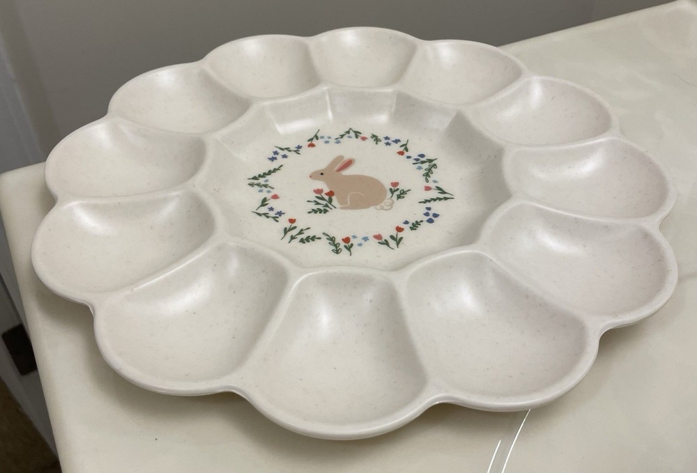 Snack Egg Platter Server Tray Bunny Rabbit Floral Easter Spring Cottagecore