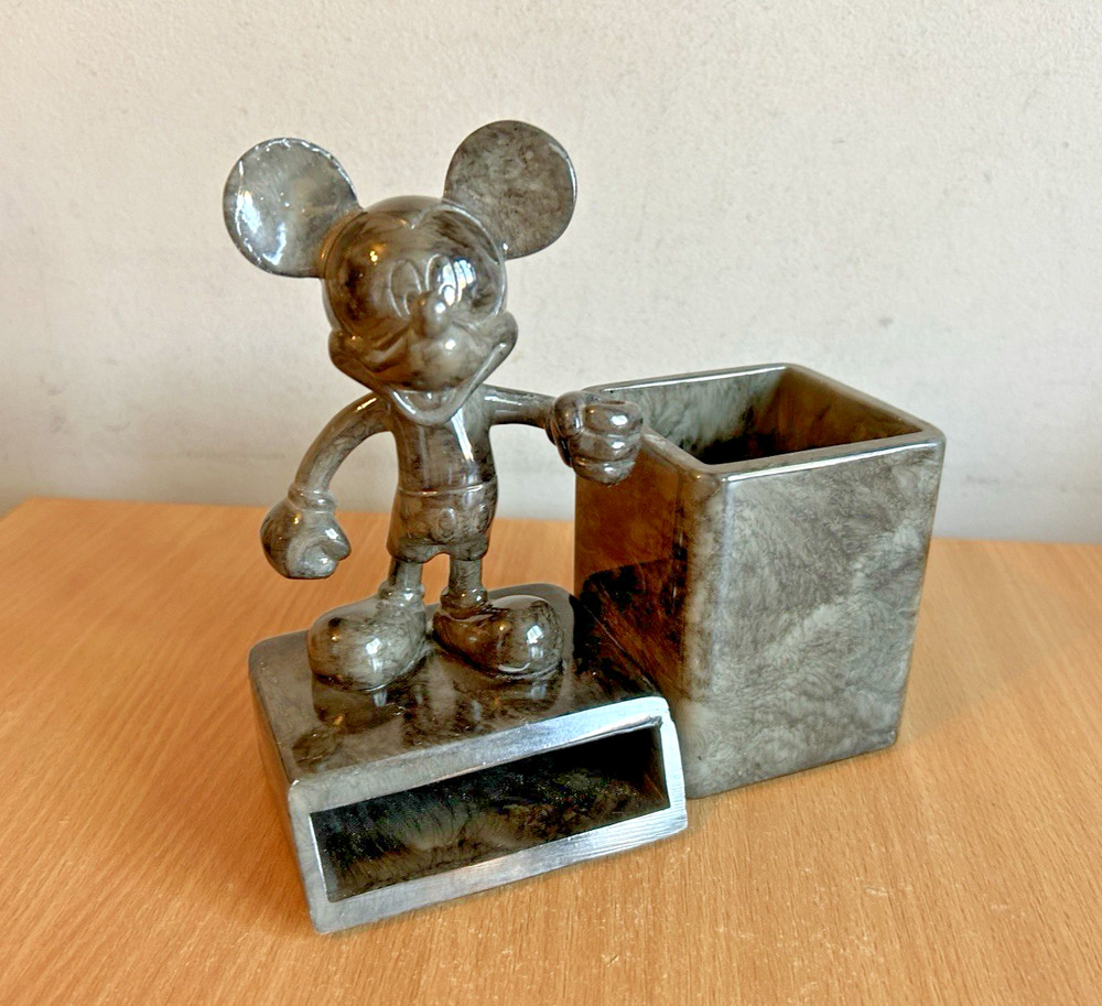 Mickey Mouse Disney Desk Pen Note Holder Pot Hard Plastic Marble Effect