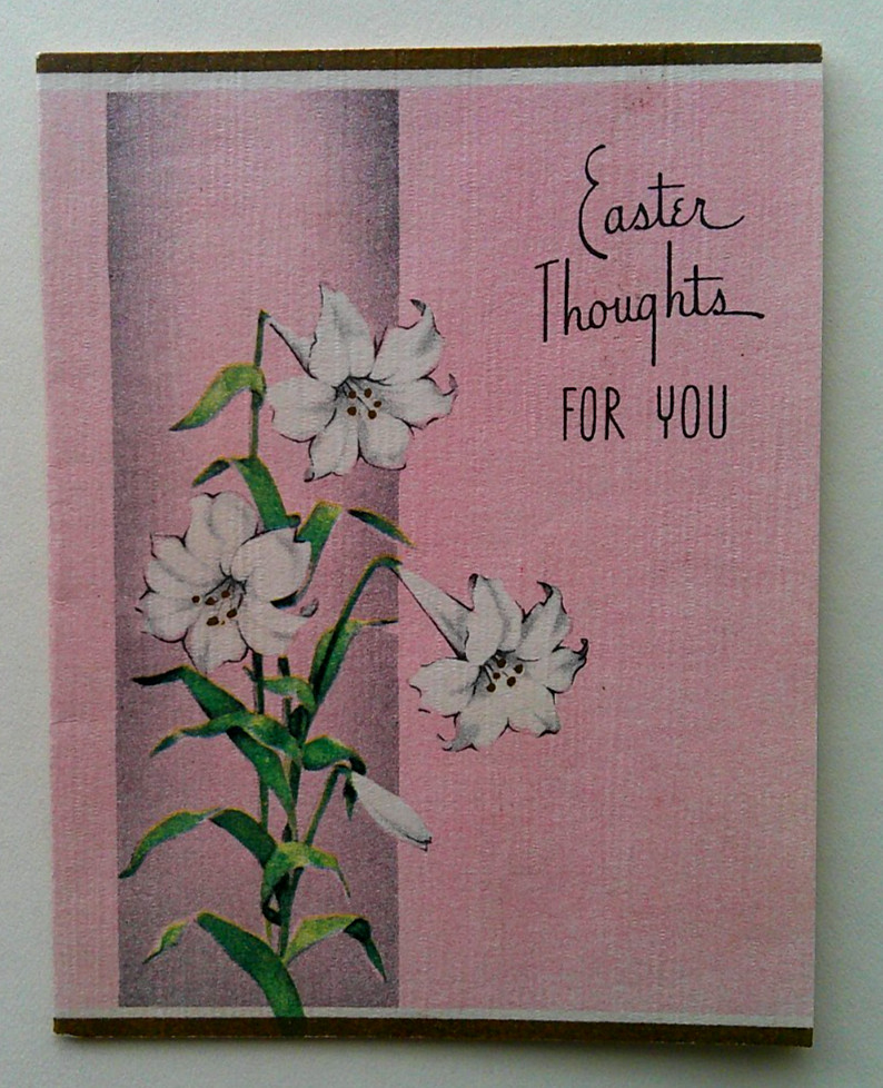 White lilies  vintage Easter Greeting card *ZZ8
