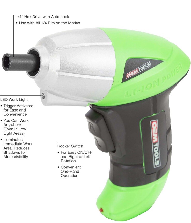 OEMTOOLS 24667 4V Max Lithium-Ion Cordless Screwdriver
