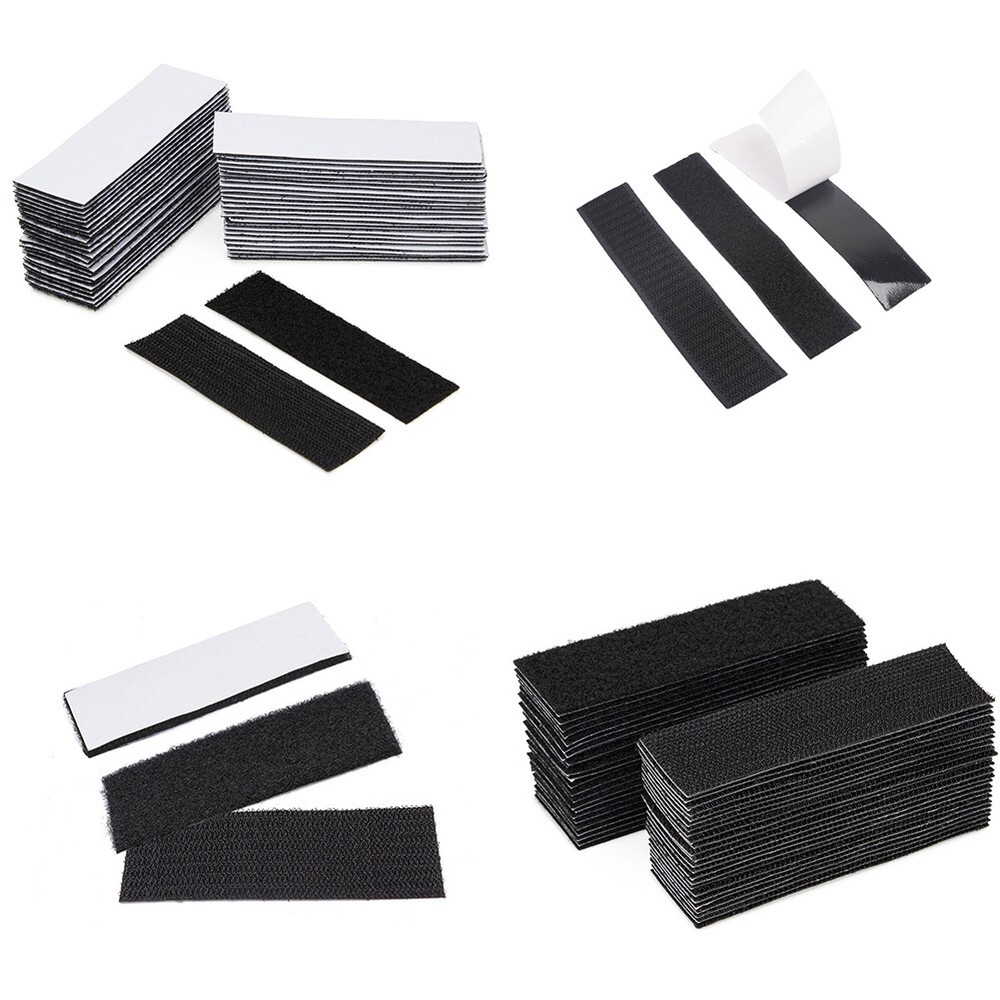 US 40 Pack Hook and Loop Strips with Adhesive, 1.2 x 4 Inches Black