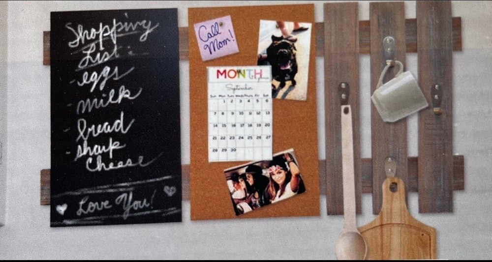 Enhanced Multi-Functional Wall Organizer: Cork Board, Chalk Board & Hook Panel