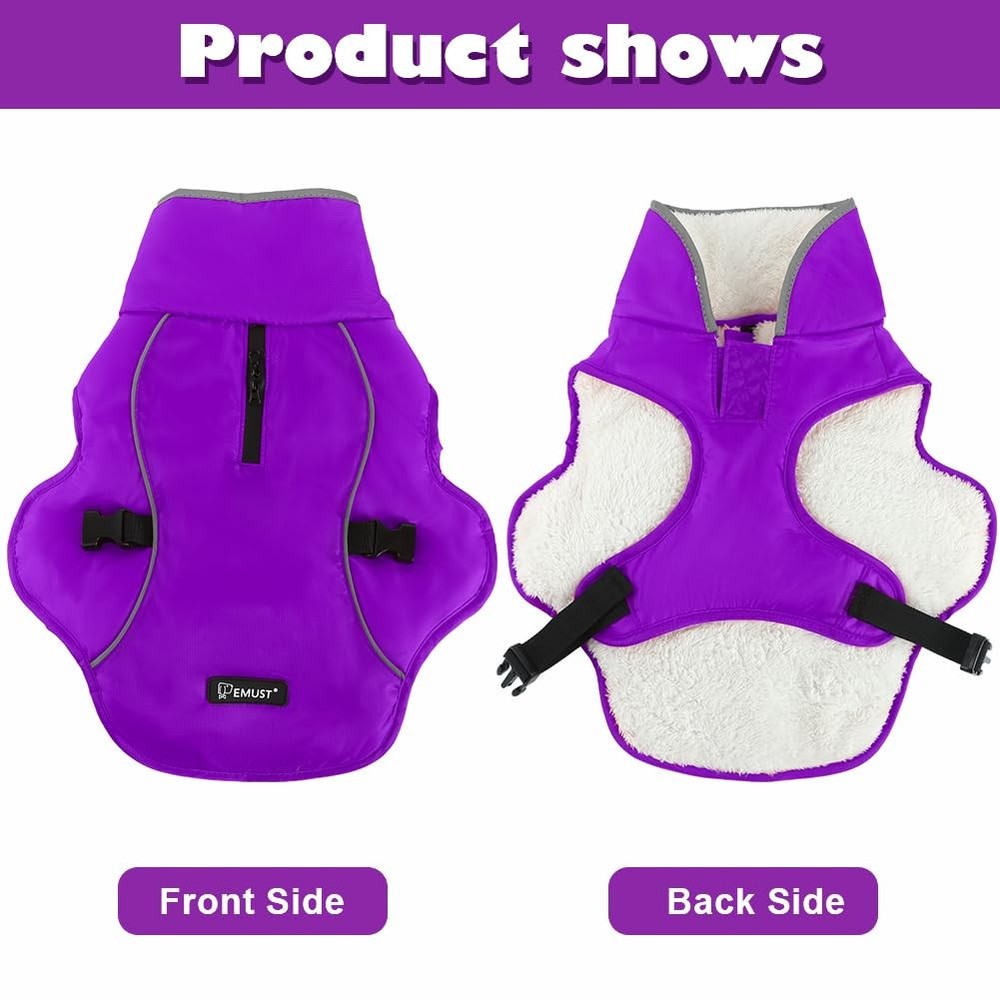 EMUST Dog Jacket Winter, Cozy Windproof for Cold Medium, Purple