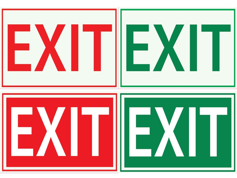 2 x Exit Indicator Sticker - Office Safety Decal - Emergency Exit Sign 10.5 x 6