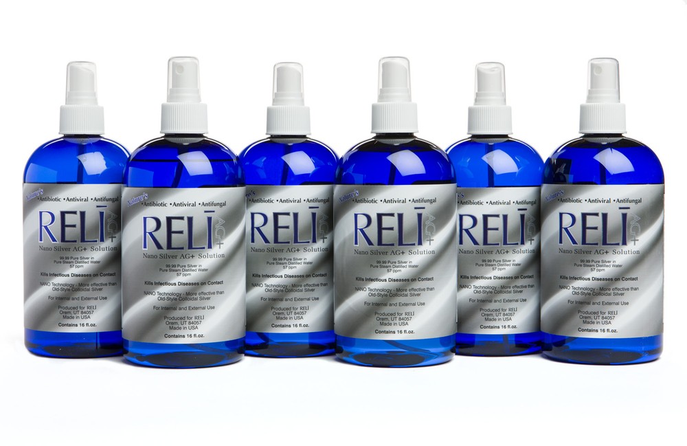 RELI NANO SILVER AG+ SOLUTION, 57 PPM, 6 - 16 oz bottles