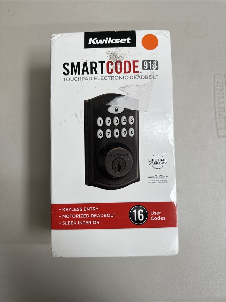 KWIKSET SMARTCODE 913 TOUCHPAD ELECTRONIC DEADBOLT / IRON BLACK FINISH / NOB