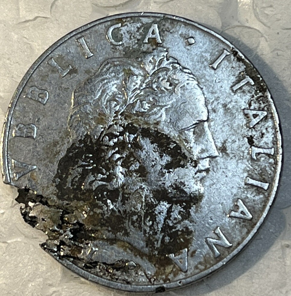 Mint Error Defective Planchet Italy 50 Lire Coin KM# 95