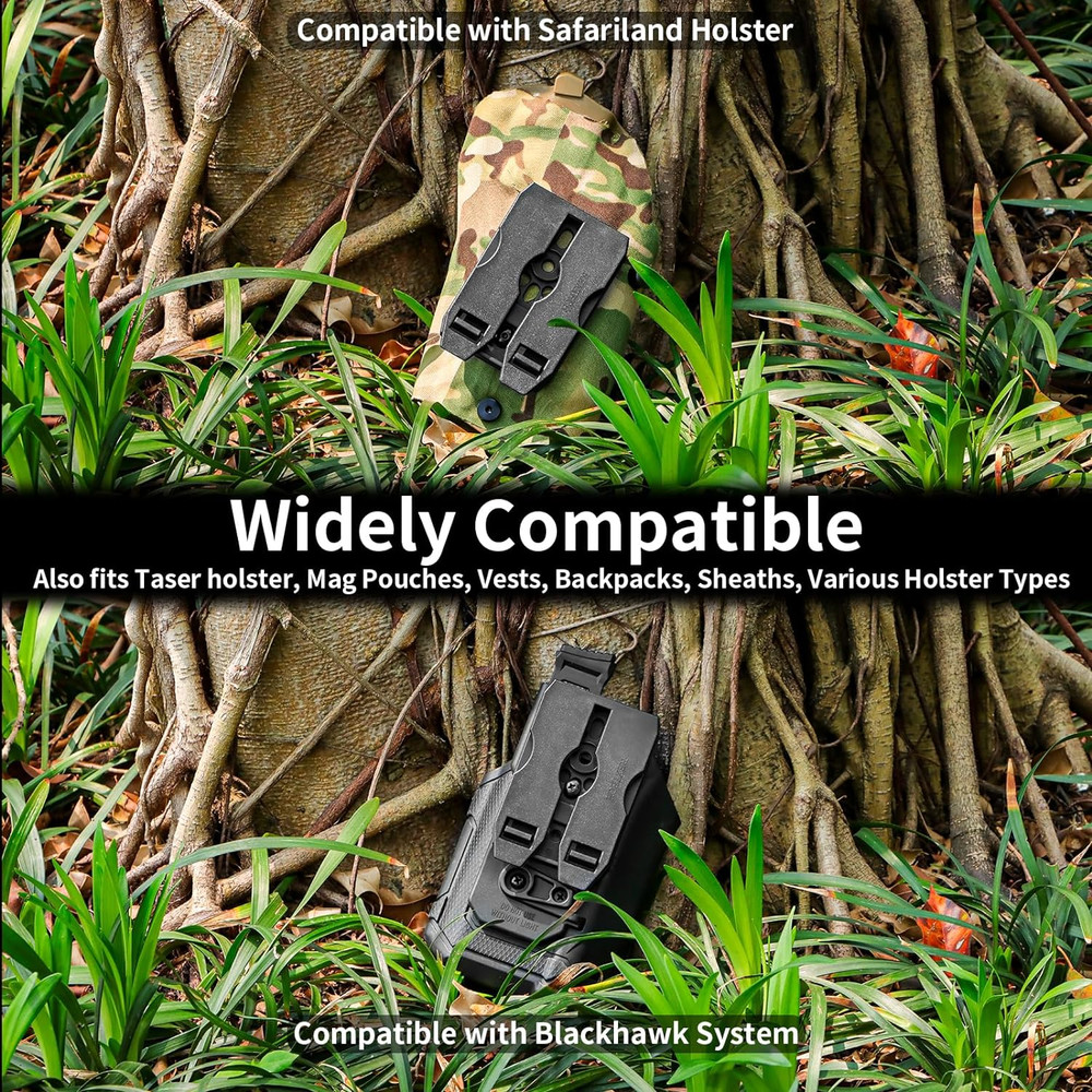 Molle Clips & Adapters for Vests, Holsters, Pouches - 2 Pack with Hardware