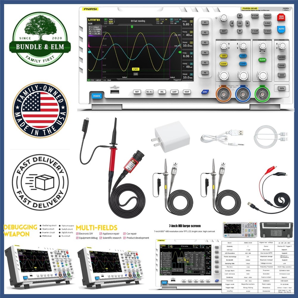 Real-Time Sampling Oscilloscope, 100MHz Bandwidth, Cursor Measurement Function