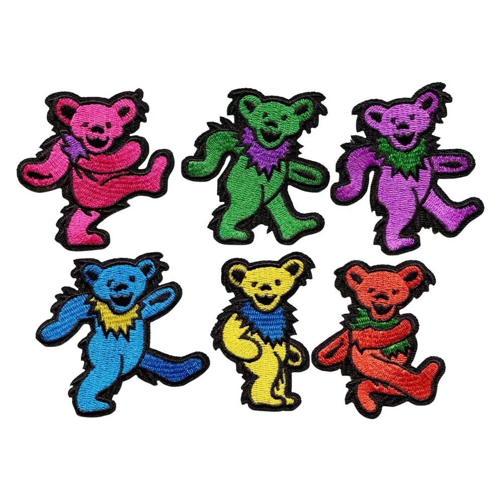 Grateful Dead Marching / Dancing Bears Set 6pc Embroidered Iron On Patch
