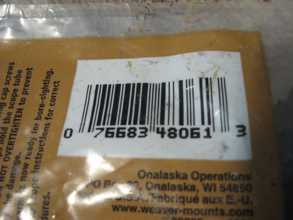 Weaver 48061 Scope Top Mount Base 61 Muzzleloader Base Black Gloss Finish