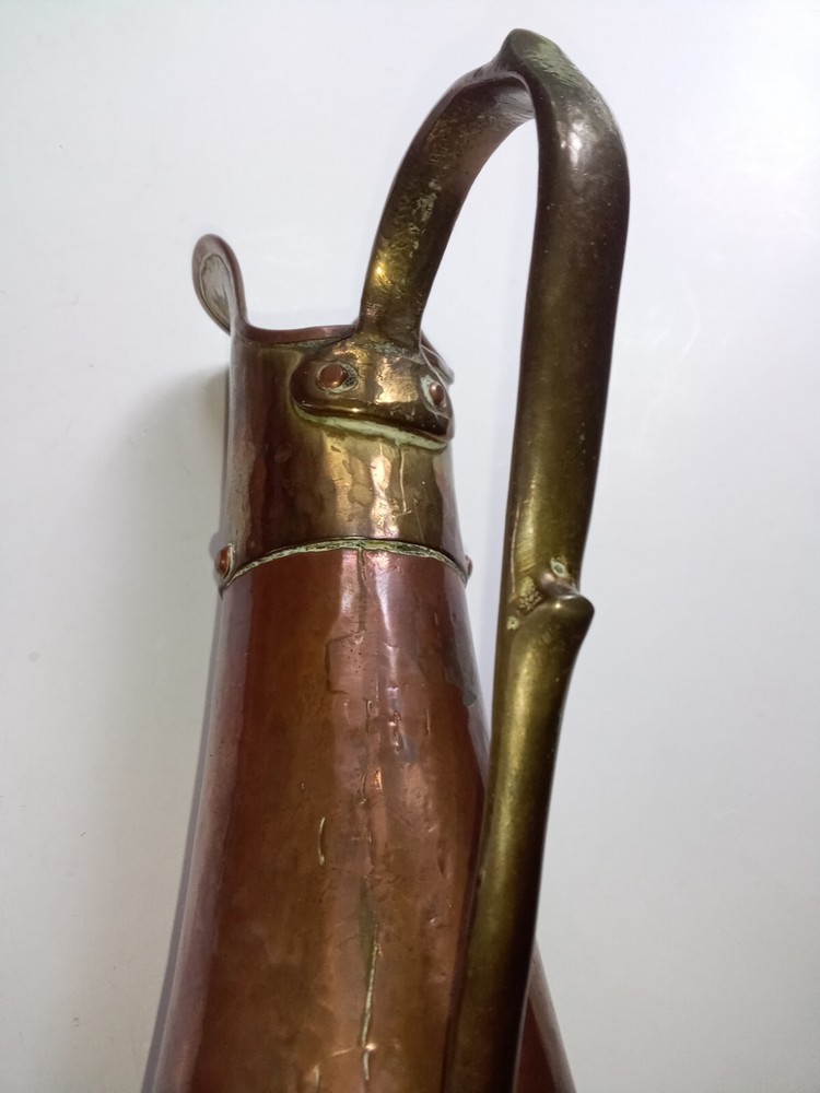 ANT COPPER &BRASS EWER 16" HANDMADE DOVETAILED SOLID WELL MADE READ