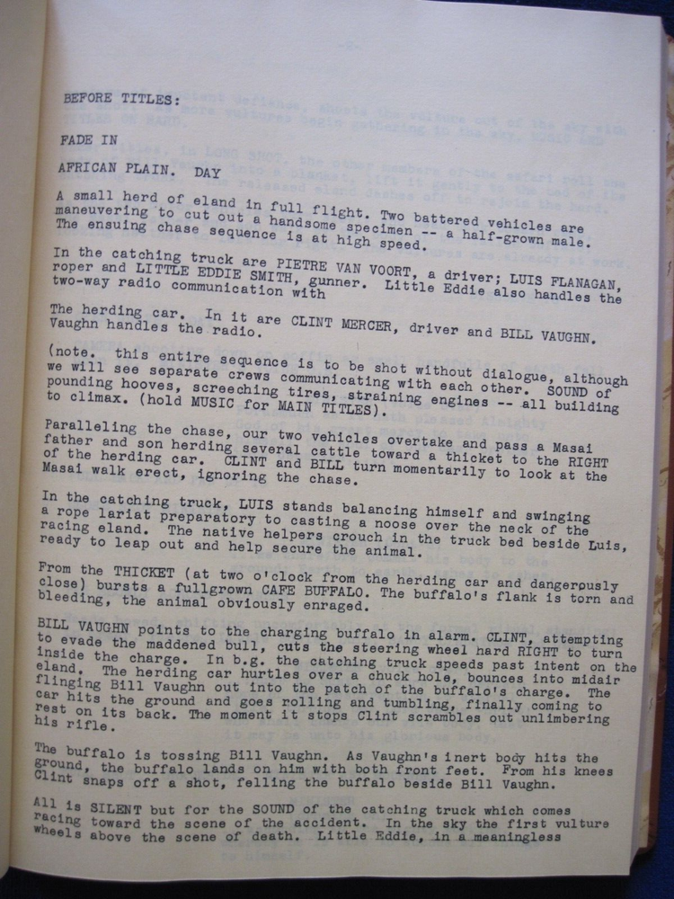 ORIGINAL SCRIPT - HATARI! by FRANK & TOM WALDMAN - JOHN WAYNE FILM
