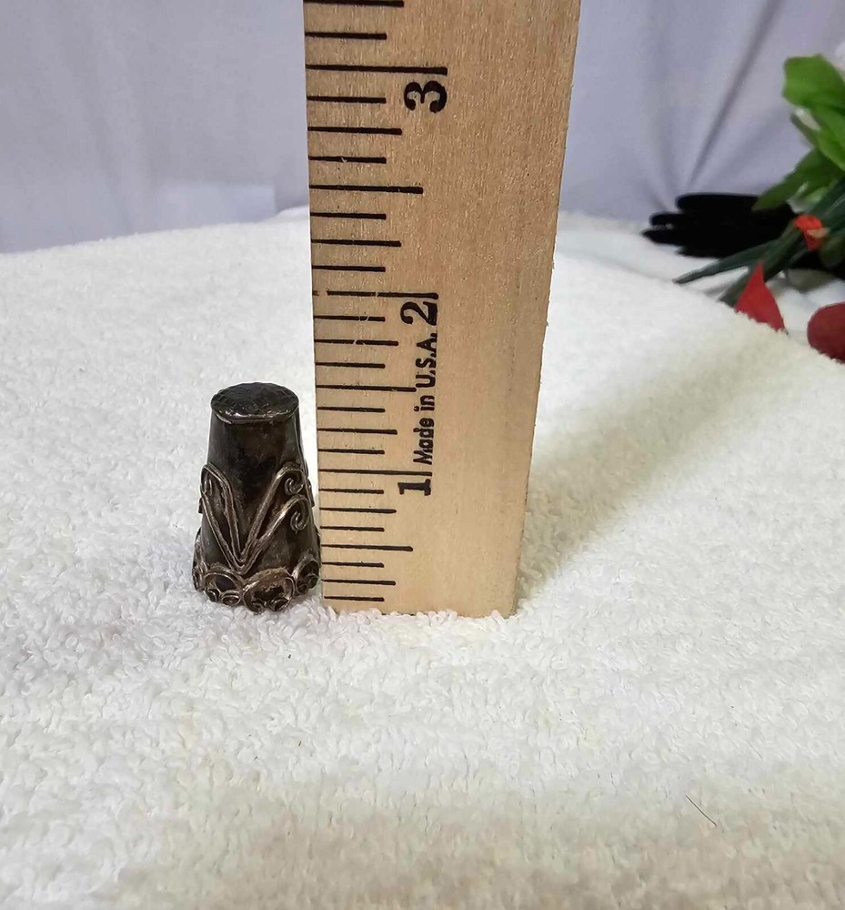 Vtg Sterling Long Thimble Art Deco - Tested