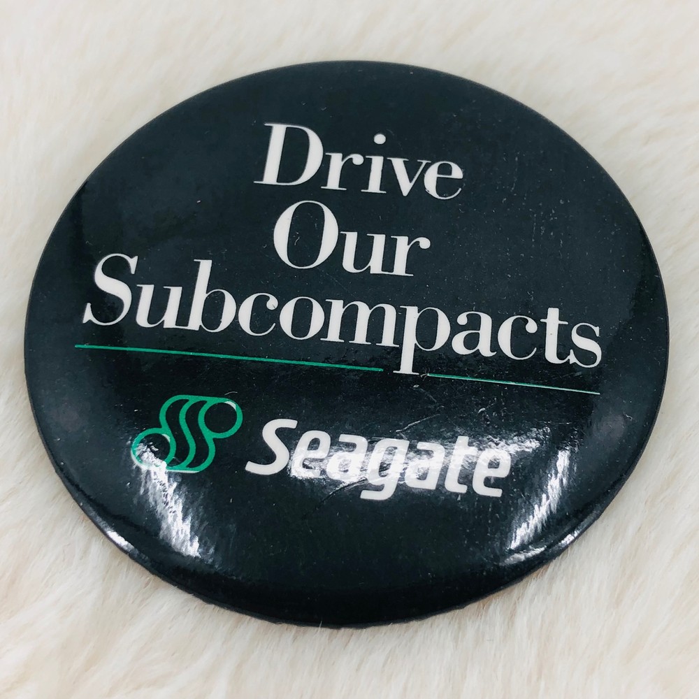 Vtg Seagate Computer Hardware Subcompact Drive Storage Advertising Button Pin
