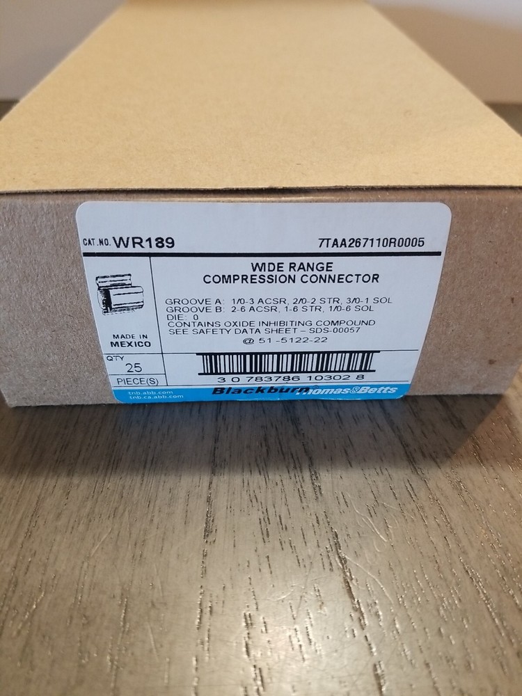 25-PACK THOMAS & BETTS BLACKBURN WR189 WIDE RANGE COMPRESSION CONNECTOR H-TAP