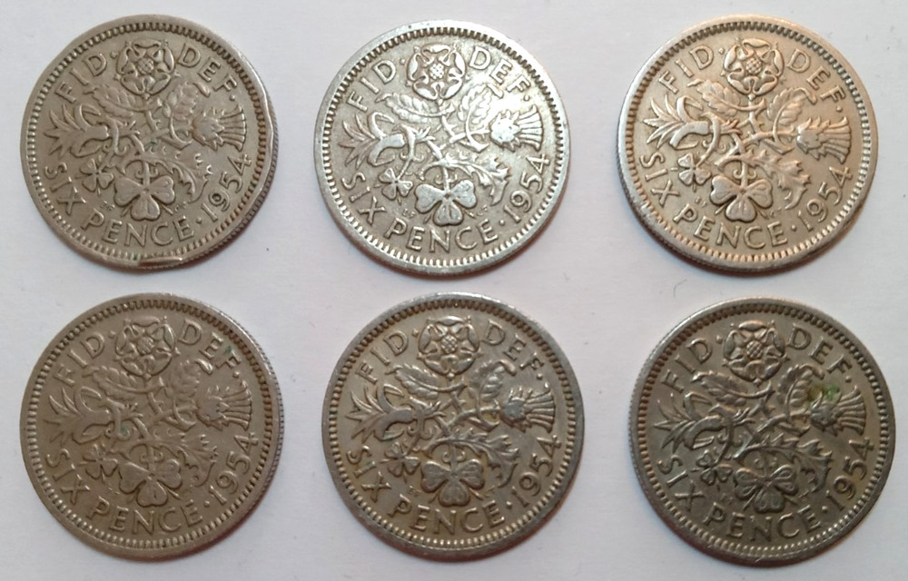 Six Pence Coin Bundle Elizabeth II 1954