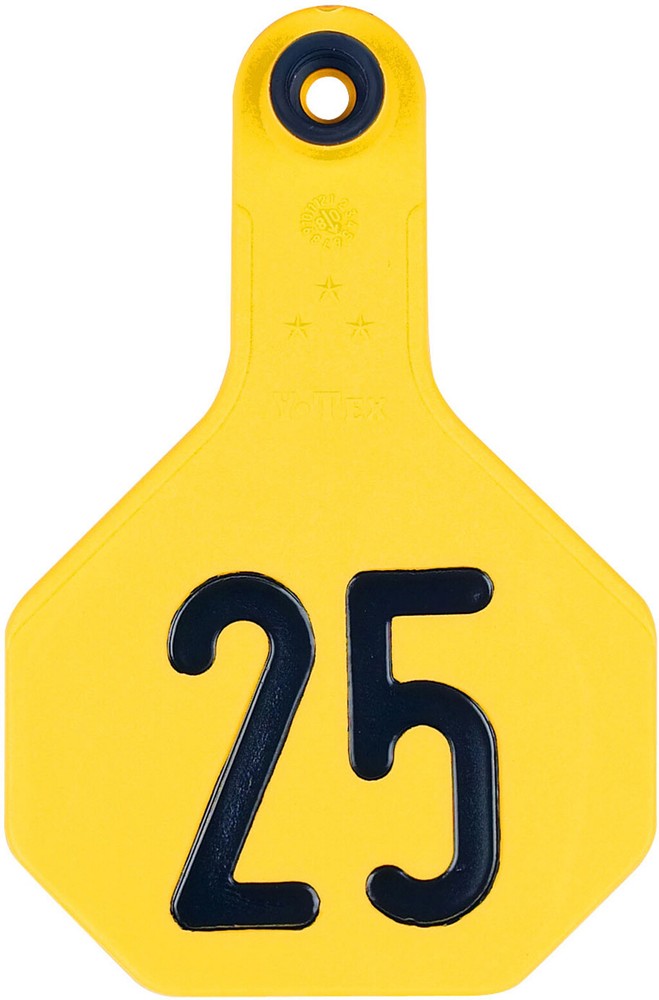 YTex 3 Star Medium Cattle ID Ear Tags Yellow Numbered 51-75