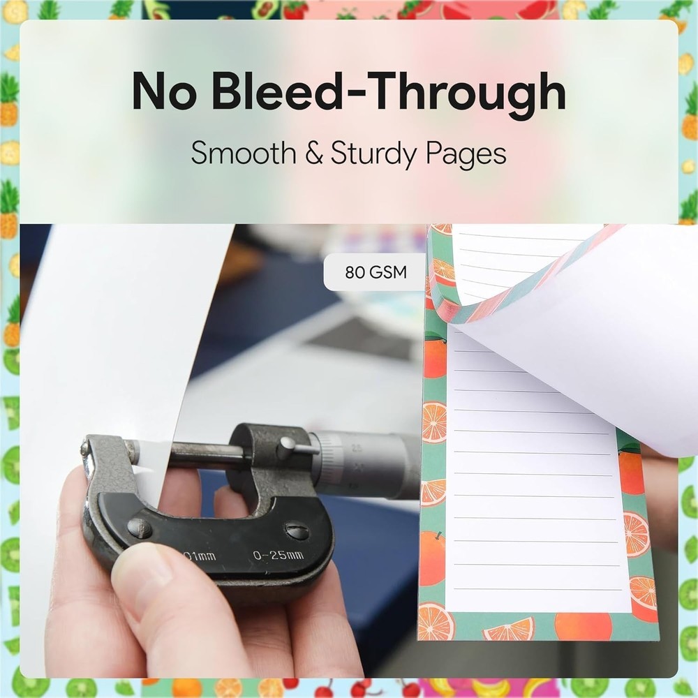 Bulk Pack of 8 Magnetic Notepads – Fruit Designs for Easy Note-Taking