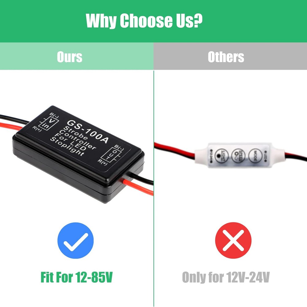 2x Flash Strobe Controller Flasher Module for LED Brake Light Tail Stop Light