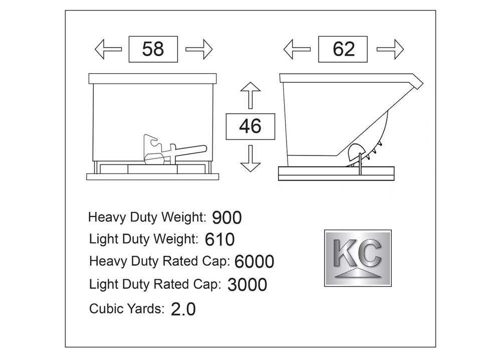 Light Duty Self Dumping Hopper, 2 Yard