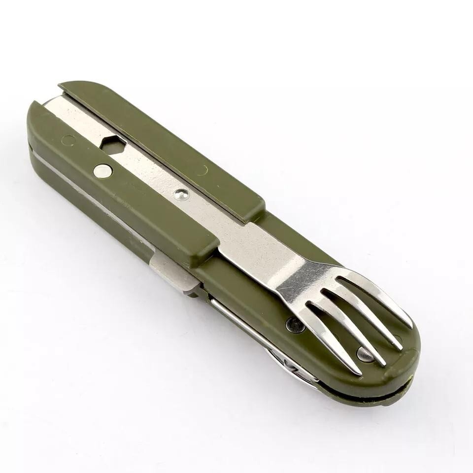 Multipurpose Outdoor Tools Spoon And Fork Set Can Opener With Bag