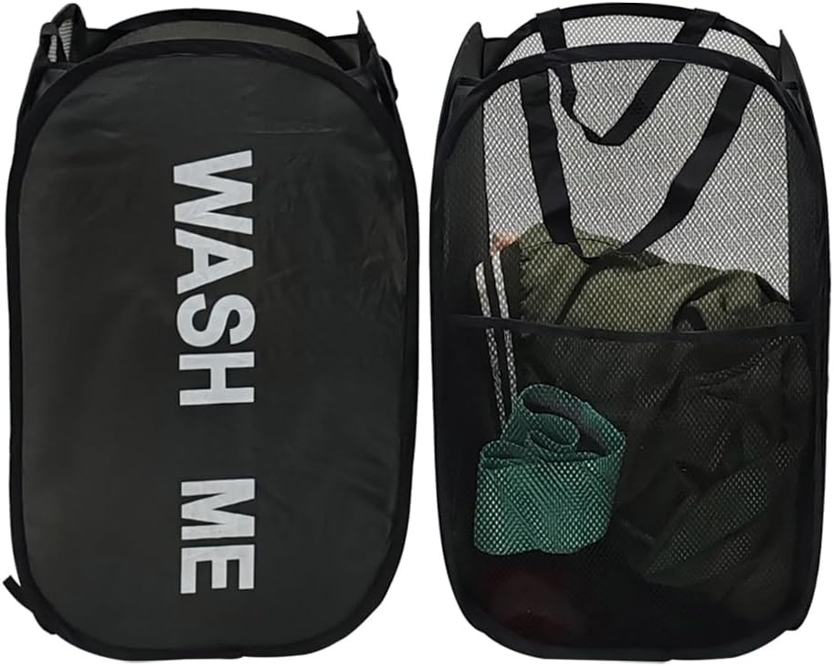 Collapsible Laundry Basket Foldable Hamper Pop Up Large, Black