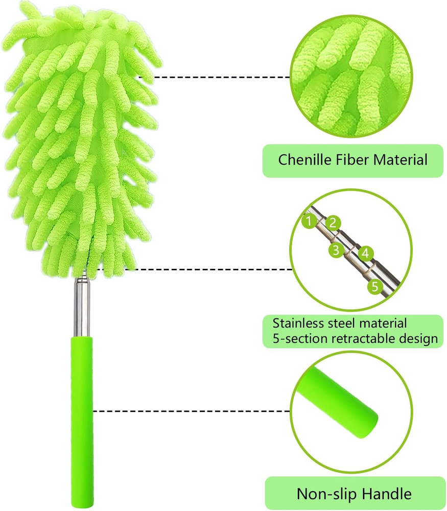 2 Pack Extendable Microfiber Feather Duster for Cleaning, Washable Dusters