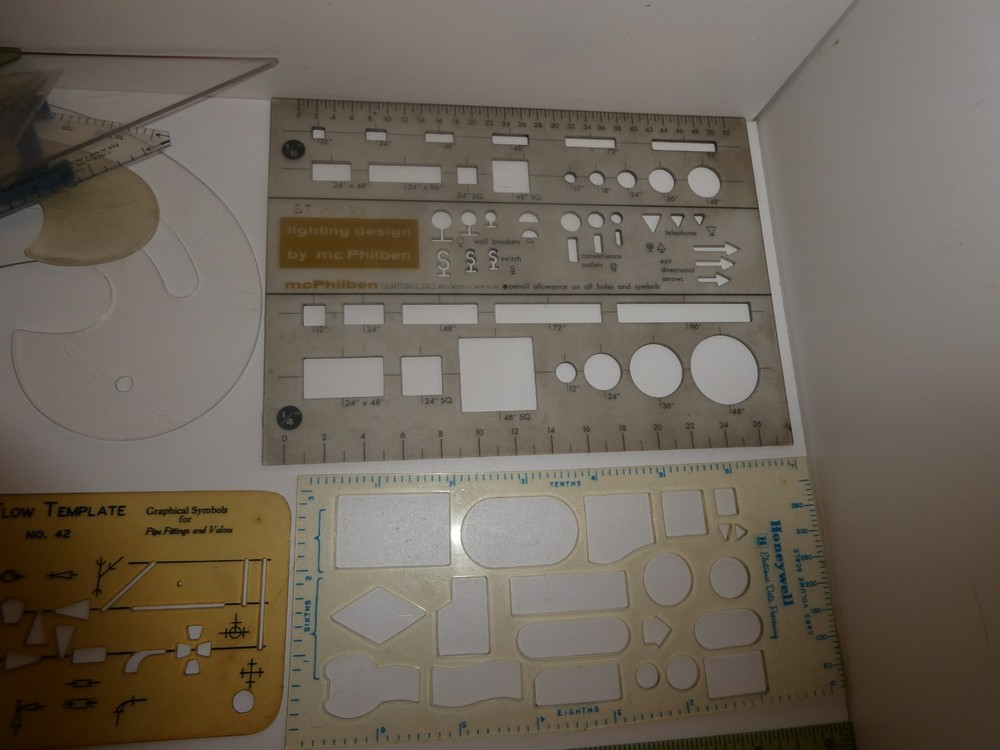 VTG Lot 25 Architectural Engineer Engineering Drafting Templates Tools Stencils
