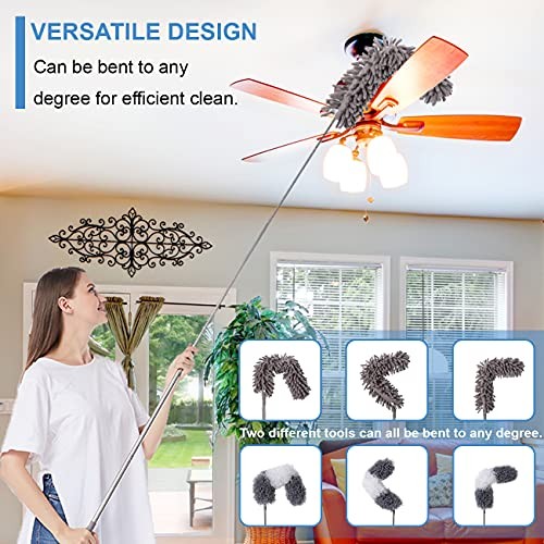 Microfiber Duster Kit for High Ceiling Microfiber Duster 6 Kit Grey & White