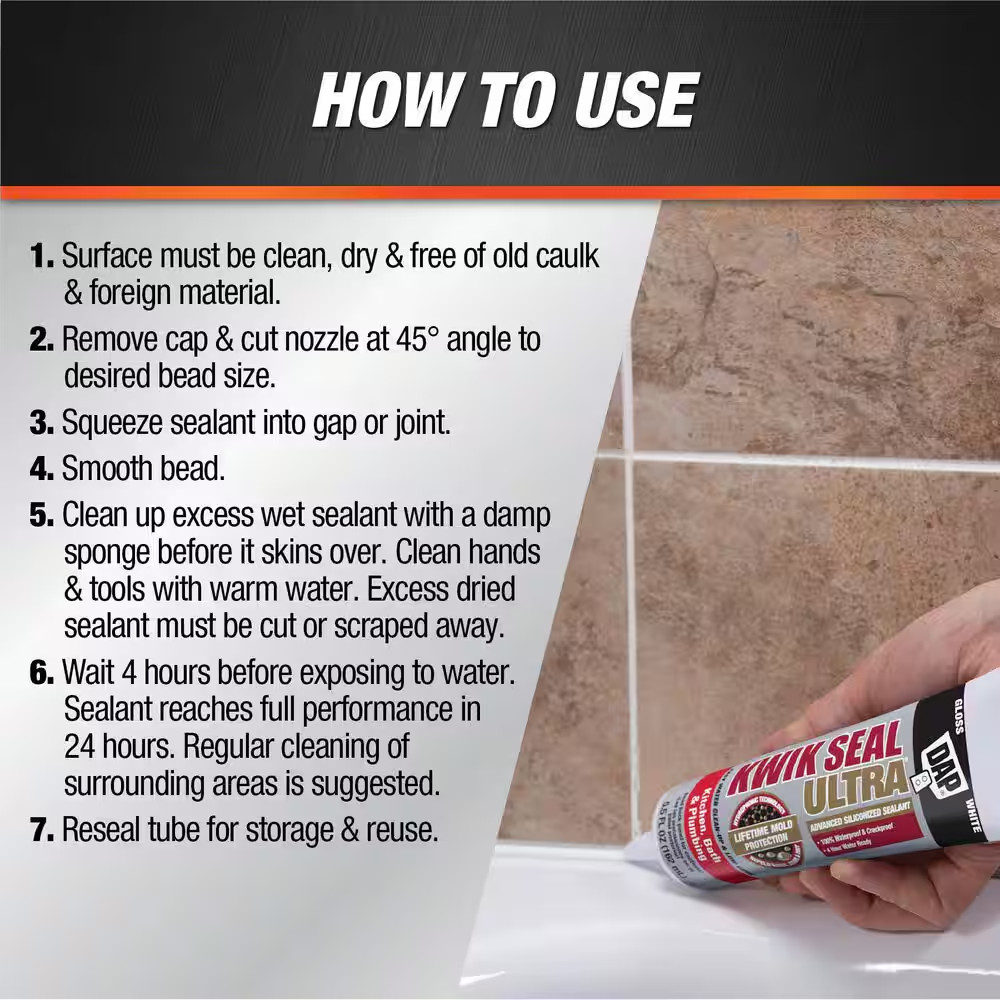 Kwik Seal Ultra 5.5 Oz. White Advanced Siliconized Kitchen and Bath Caulk