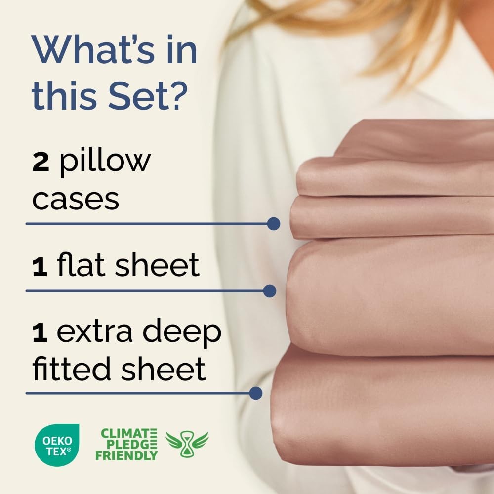 Extra Deep Pocket Queen Sheets - 4 Piece Breathable & Cooling Bed Sheets - Hotel
