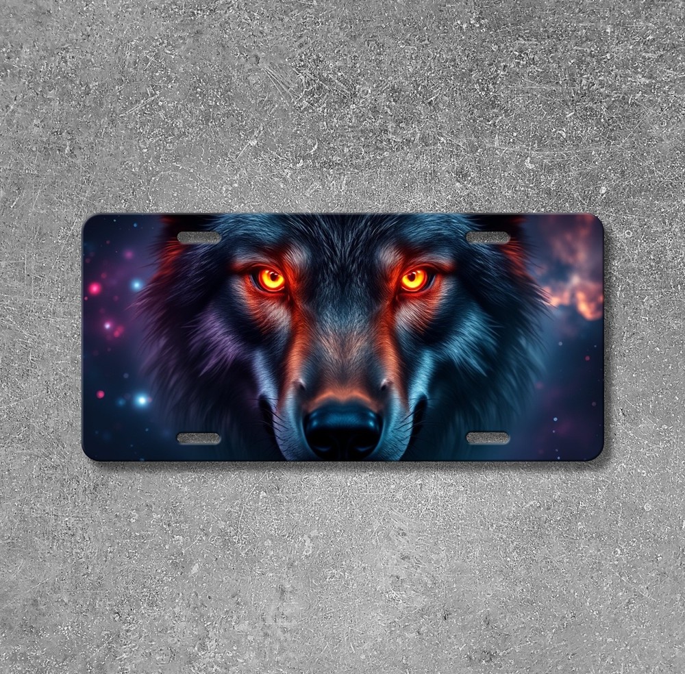 Bold Wolf License Plate Optional Text Vanity Plate Unique Gift