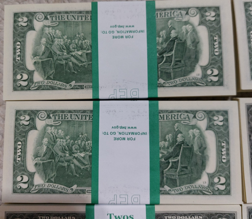100 - $2 Two Dollar Bills UNC Sequential, Consecutive 2017A $200 TOTAL - ALTANTA