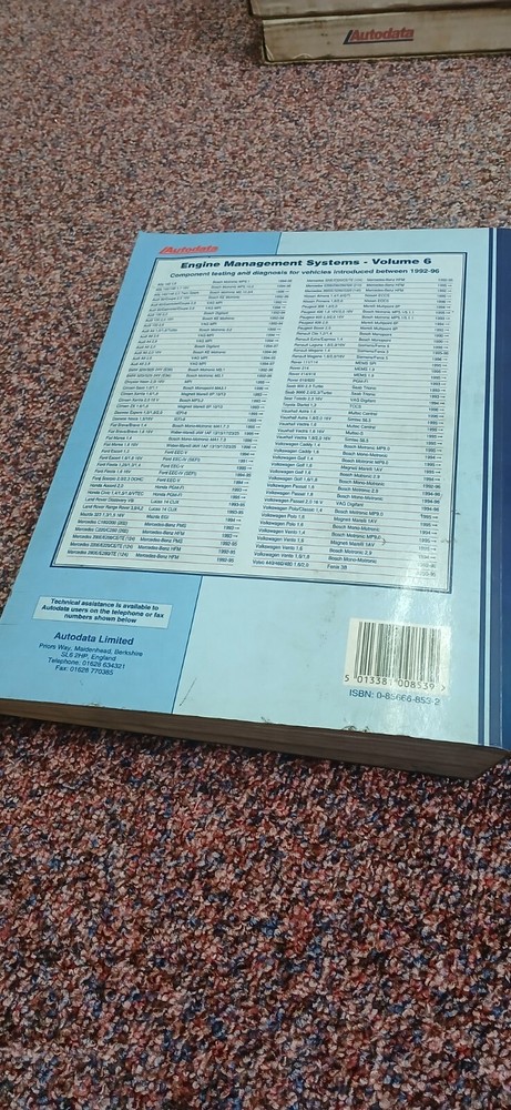 Autodata Engine Management Systems - 1992-1996 - Volume 6 - Car Workshop Manual