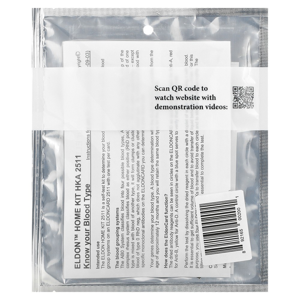 Eldon Blood Typing Kit, 1 Easy Self-Testing Kit