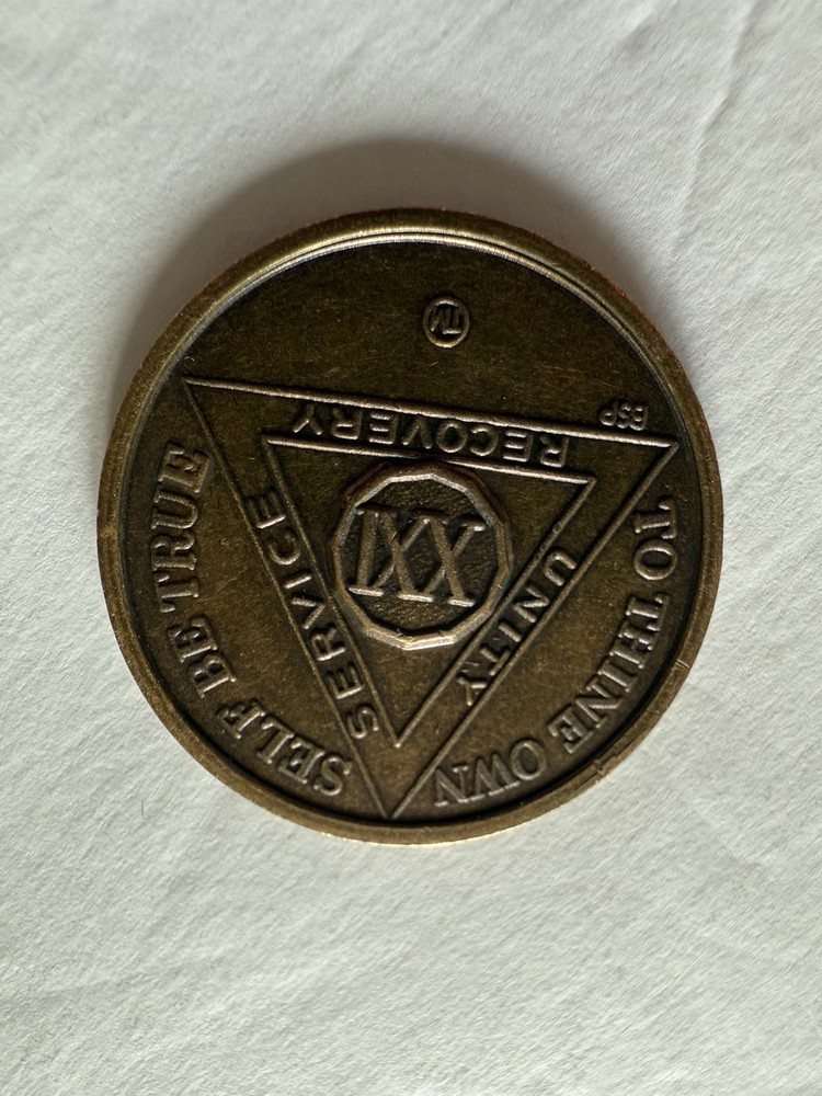 Alcoholics Anonymous 21 Year Sober Recovery Medallion Coin