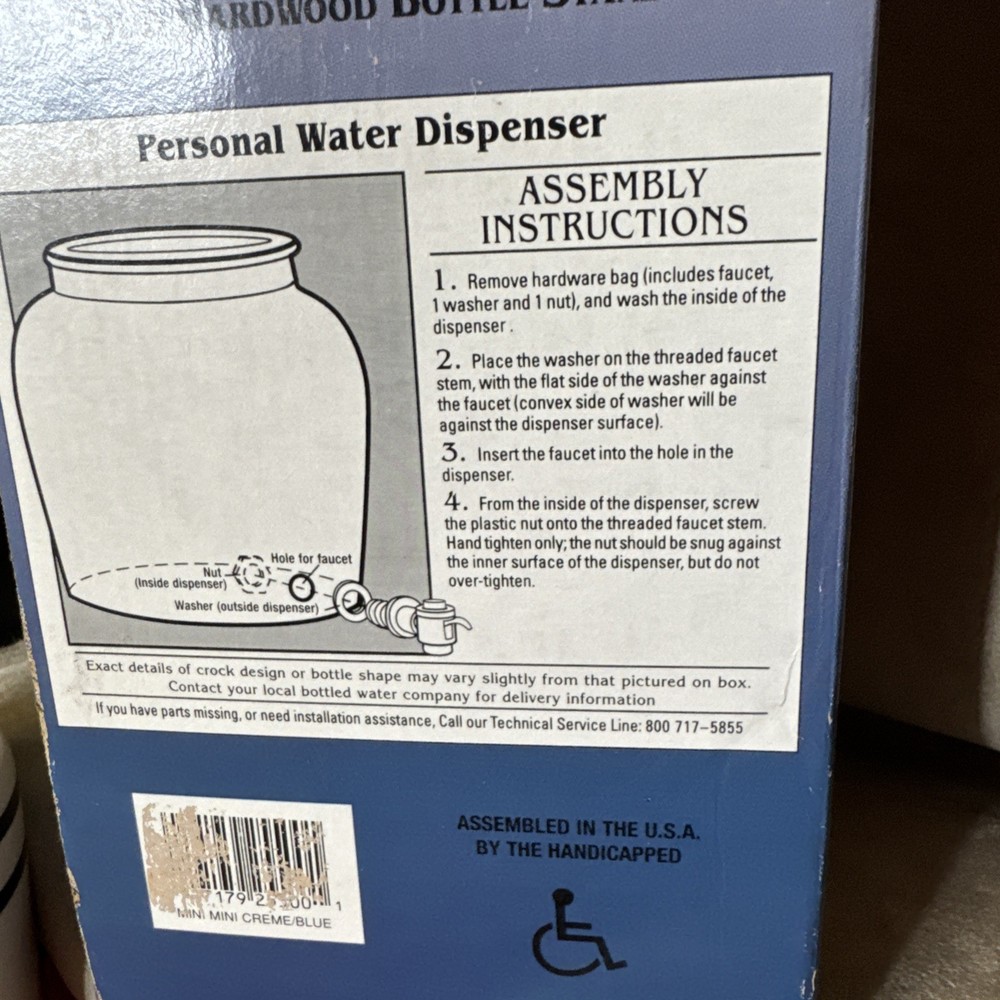 Water Crock Solid Ceramic Porcelain Dispenser 64 Oz Personal Tabletop Display