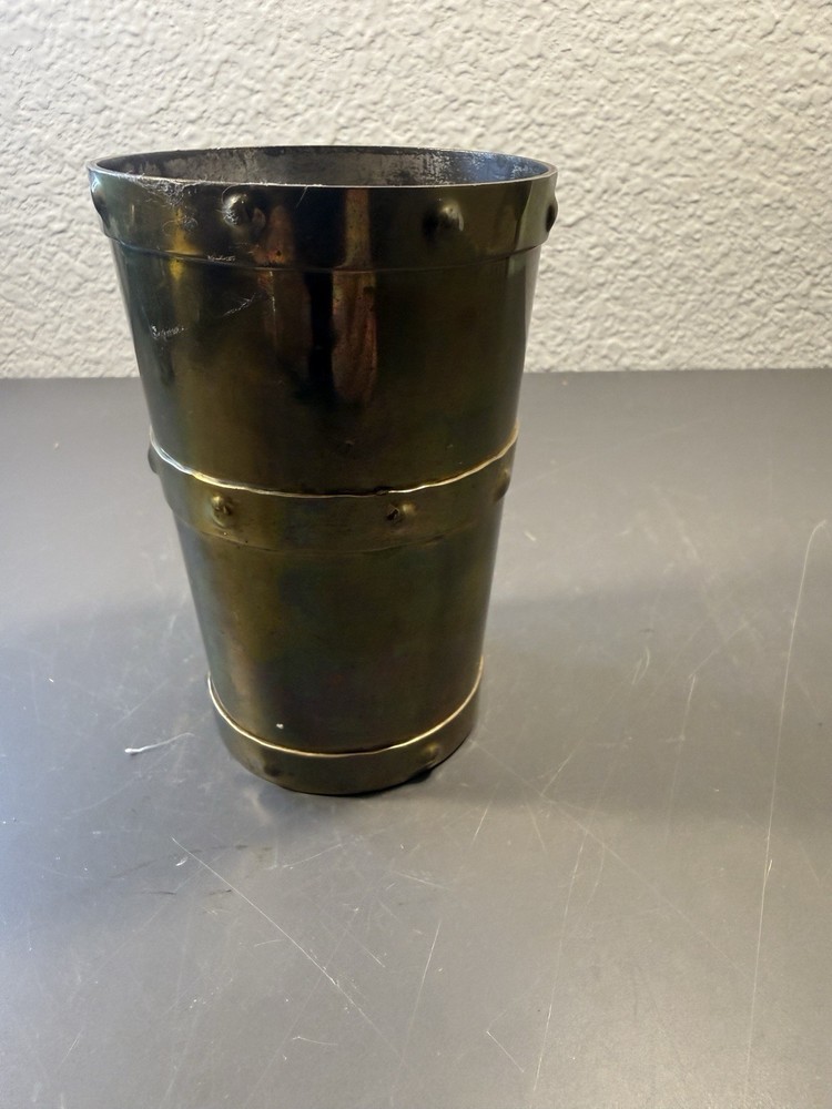 Vintage Brass Middle Eastern Cup Riveted Moroccan Style Metal Beaker Decor