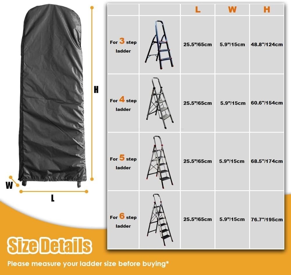 Folding Ladder Cover Dustproof & Waterproof Protector w/ Drawstring – Black