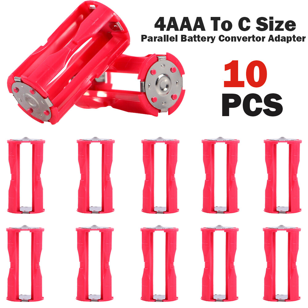 10PC 4AAA To C Size Parallel Battery Convertor Adapter Holder Cases Box Red NGF