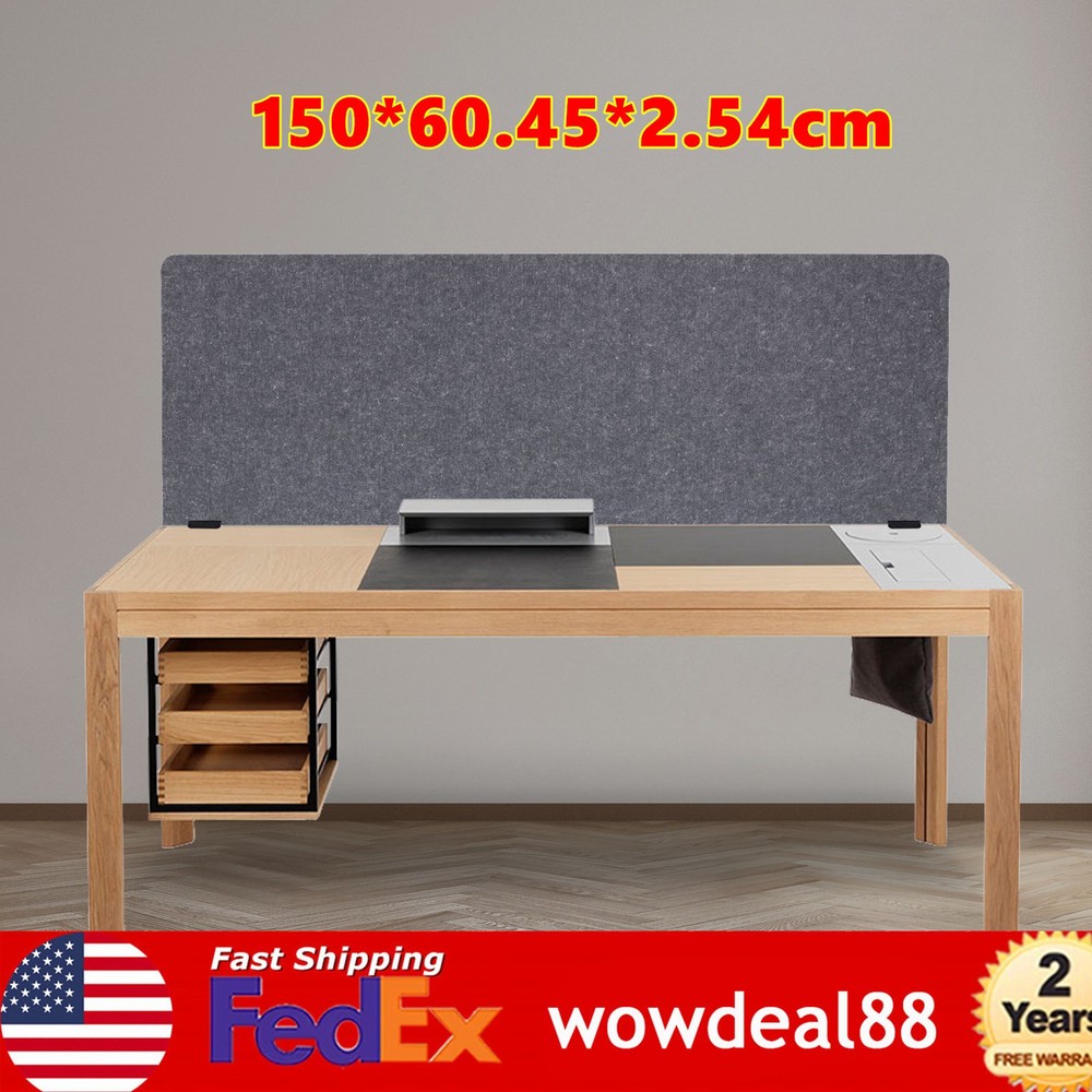 Grey Clamp-on Desktop Privacy Panel Cubicle Desk Divider, Acoustic Partition