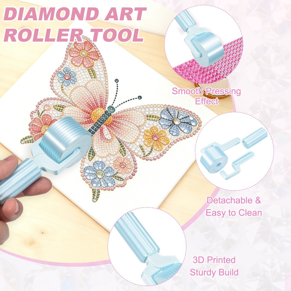 2Pcs Diamond Art Roller, Detachable Diamond Paint Tools(Red/Blue)
