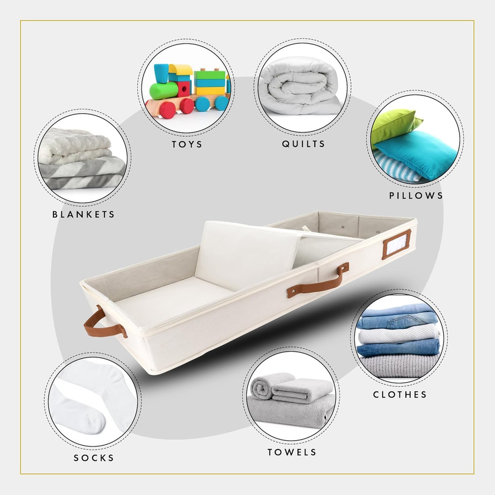 2Pc Low Profile under Bed Storage Containers, Thin under Couch Storage Organizer