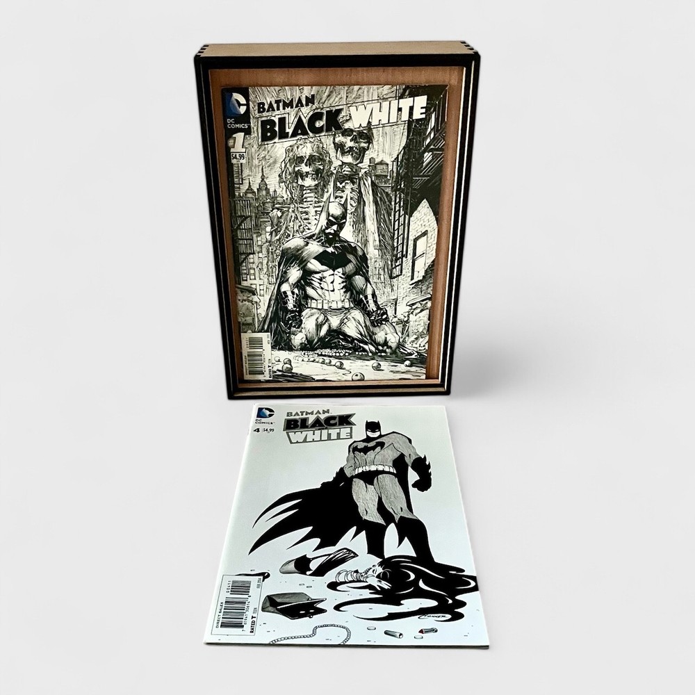 Wood Comic Frame & Compact Storage PLUS Complete Black &White Batman Series