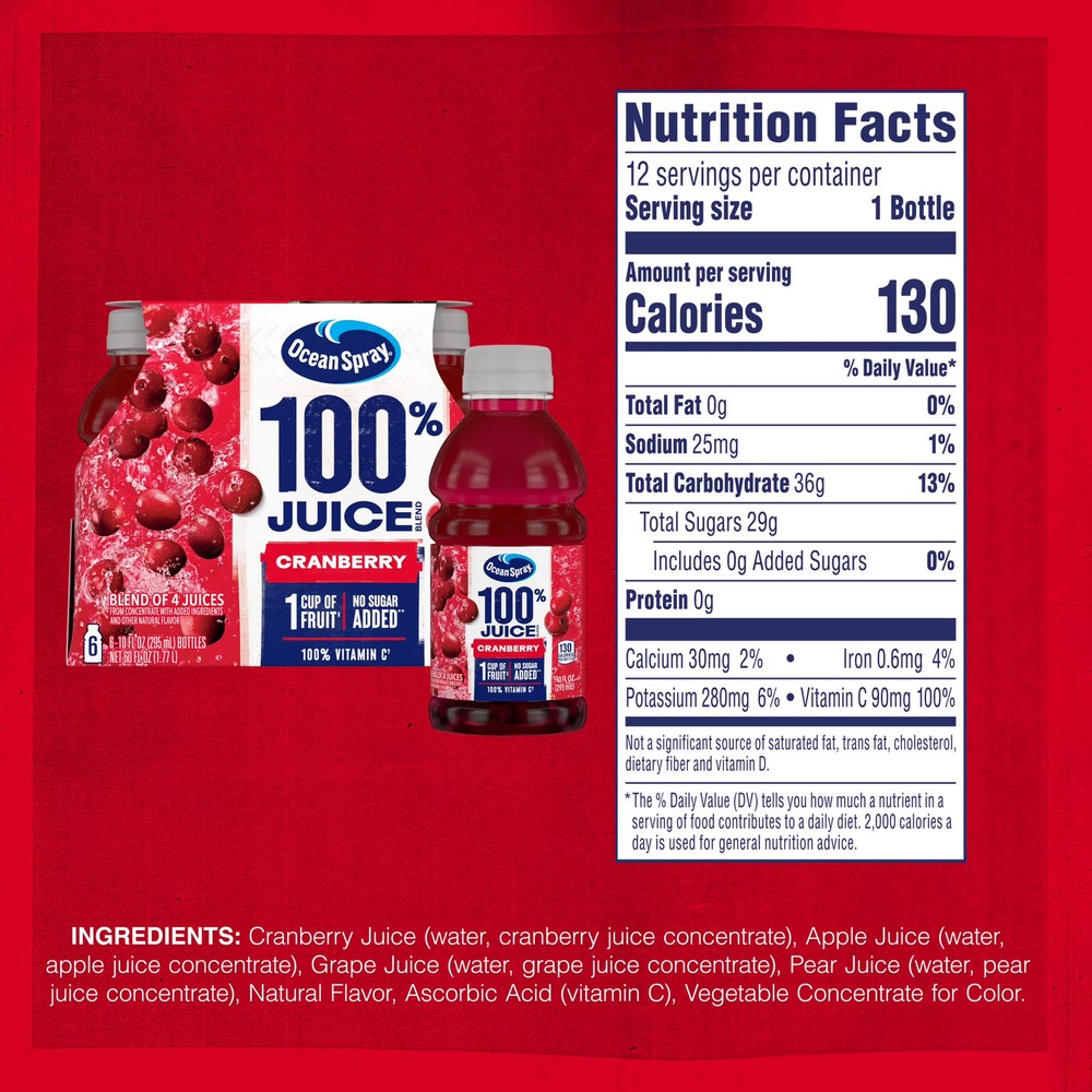 Cranberry Juice Blend 10 oz Bottles 6 Count 2 Pack