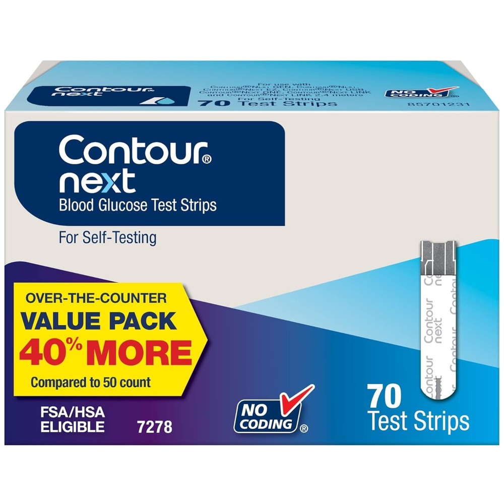 Accurate 70 Count Blood Glucose  Strips - Second-Chance Sampling Included