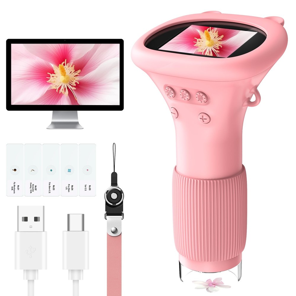 Portable Digital Microscope for Kids: 1000X Handheld Kid Microscope with 2'' ...