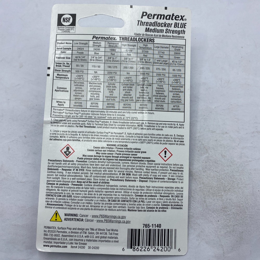 PERMATEX Threadlocker Blue Medium Strength 1/4-3/4" 24200 ⭐