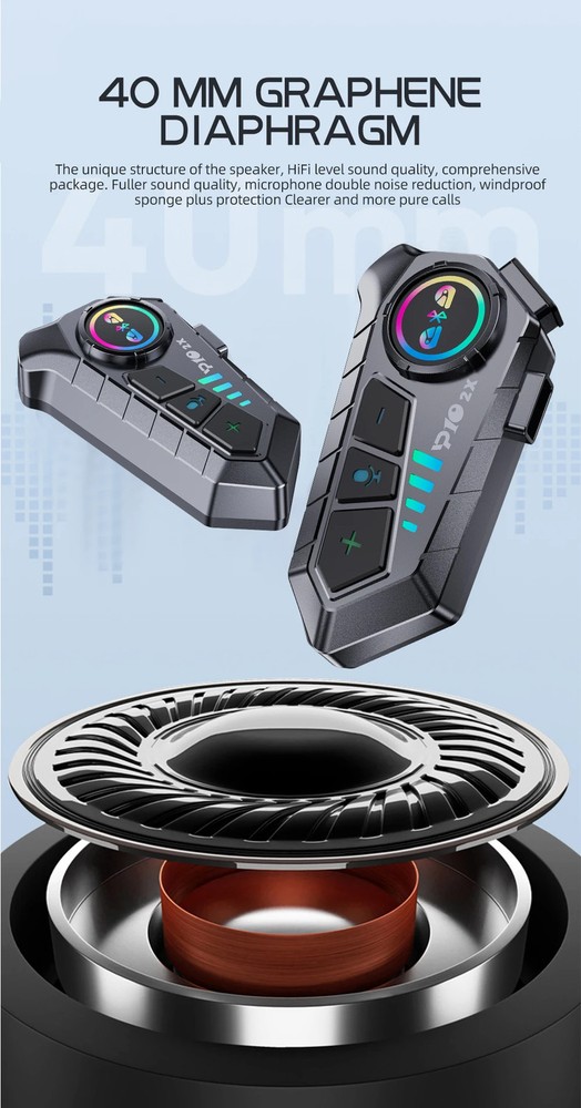 2pcs Motorcycle Intercom Headset Helmet For 2 Riders intercommunicator 300M